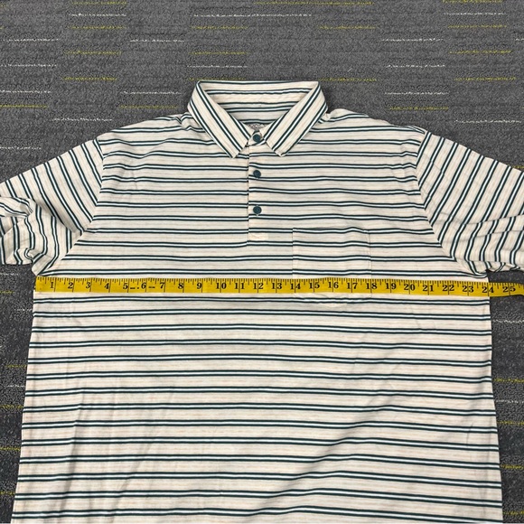 Patagonia Men's Squeaky Clean Polo Size XL Tan Green Striped Preppy Cotton EUC - Picture 9 of 9